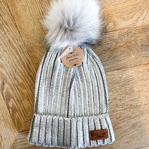 Silver Metallic Pom Hat